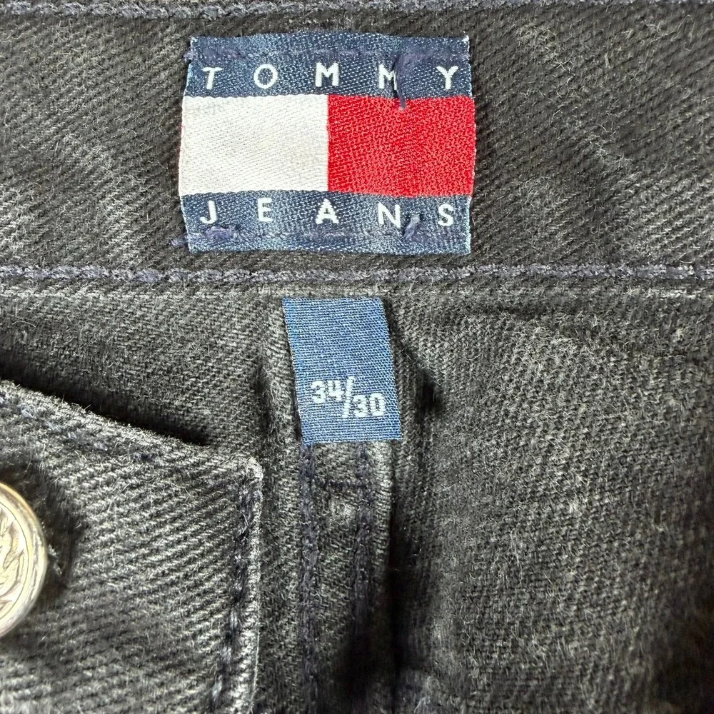 Vintage Tommy Hilfiger Jeans Mens 34x30 Black Relaxed Straight Leg Denim Y2K 90s